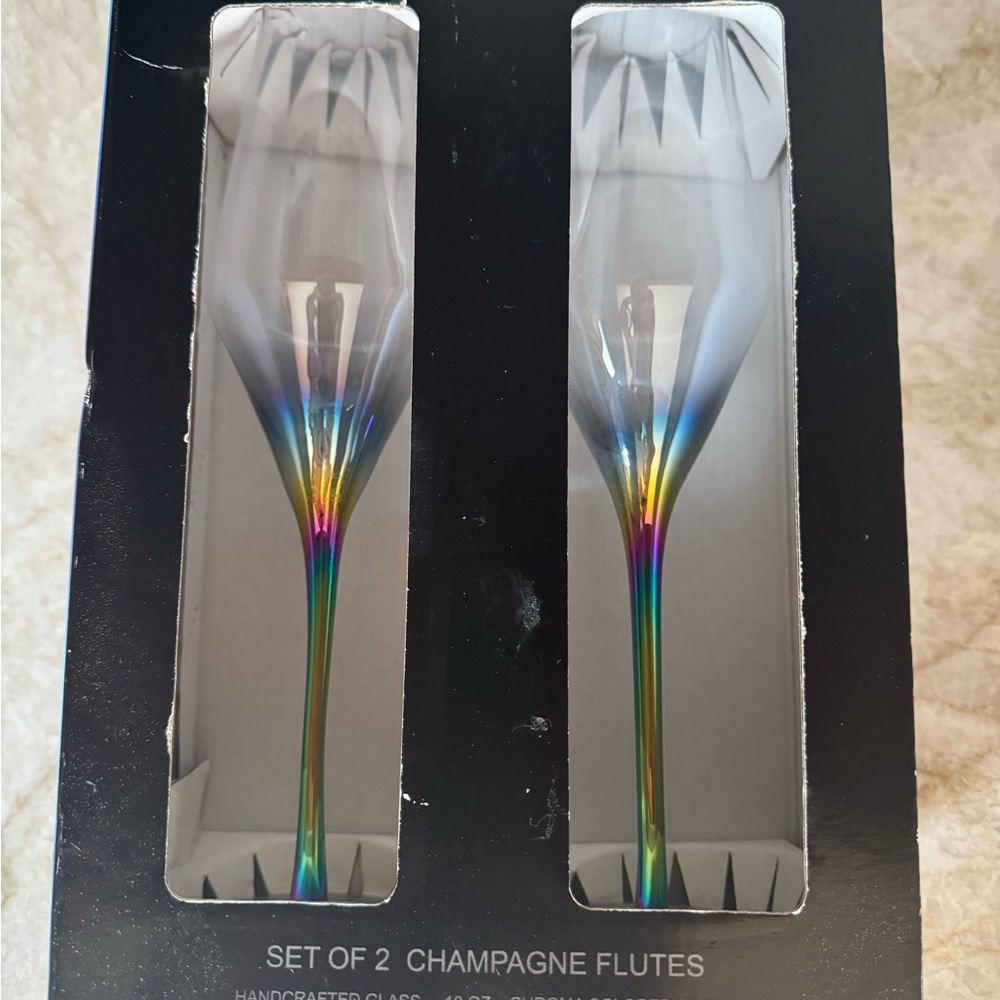 Iridescent Champagne Flutes Set